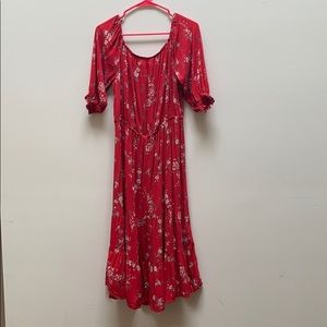 Red floral dress